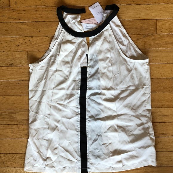 Brand New Women's Banana Republic Black and White Dressy Sleeveless Halter Top - Picture 1 of 7